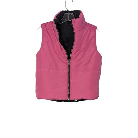 NWT Cali 1850 Cropped Black/Pink Reversible Puffer Vest - SZ - XS - Picture 5 of 5